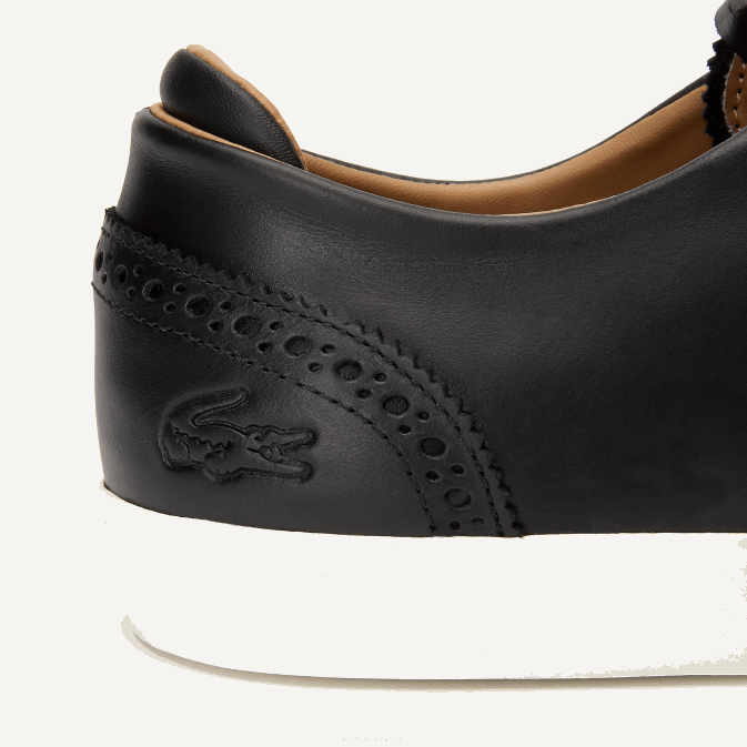 noir et blanc cassé 454 V6HV1718 Hommes Lacoste baskets esparre club en cuir