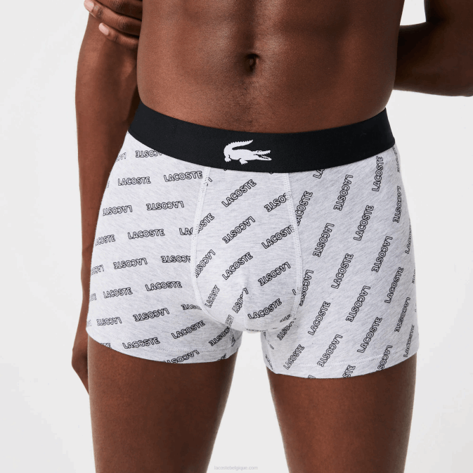 noir gris chine blanc eqd V6HV1431 Hommes Lacoste lot de 3 boxers en coton stretch