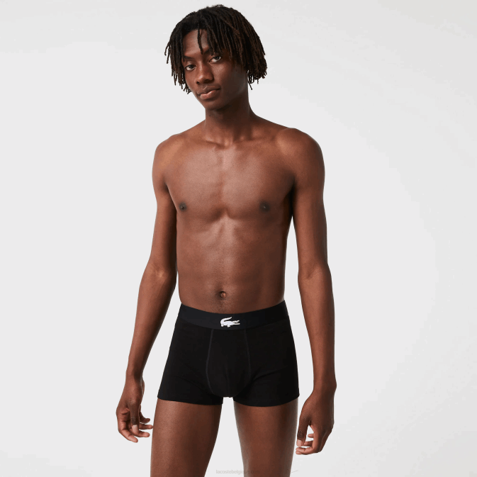 noir gris chine blanc eqd V6HV1431 Hommes Lacoste lot de 3 boxers en coton stretch
