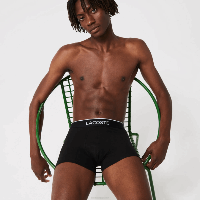 noir gris chine vdp V6HV1328 Hommes Lacoste lot de 3 boxers signature décontractés
