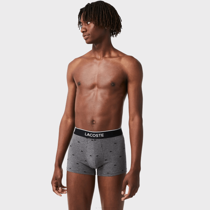 noir gris chine vdp V6HV1328 Hommes Lacoste lot de 3 boxers signature décontractés