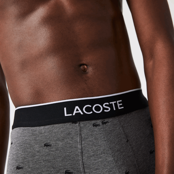 noir gris chine vdp V6HV1328 Hommes Lacoste lot de 3 boxers signature décontractés