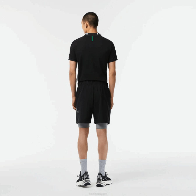 noir gris chiné x0i V6HV481 Hommes Lacoste short de sport bicolore avec sous-short intégré