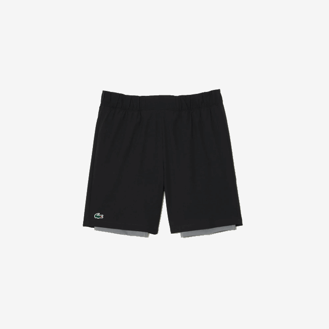 noir gris chiné x0i V6HV481 Hommes Lacoste short de sport bicolore avec sous-short intégré
