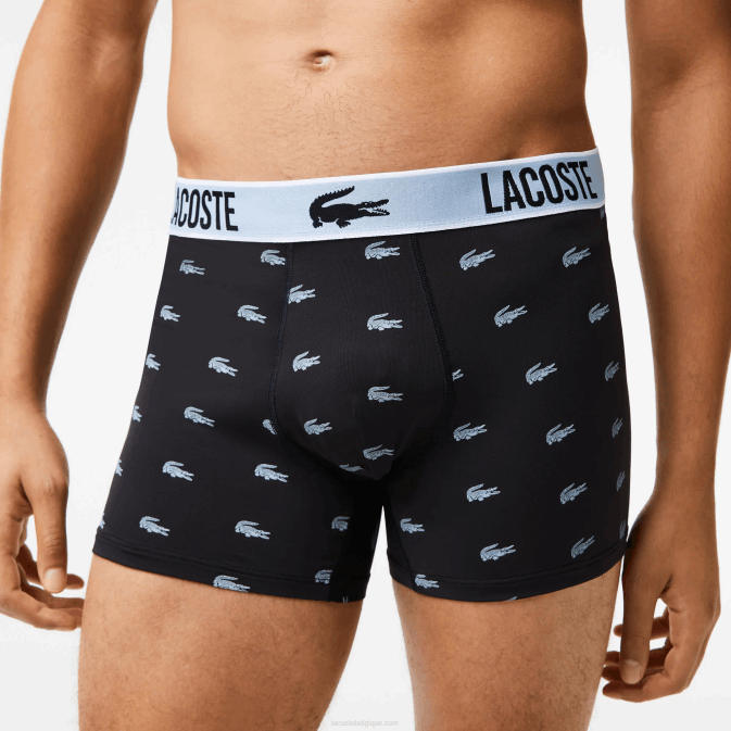noir gris foncé blanc shq V6HV1561 Hommes Lacoste lot de 3 boxers en jersey de polyester recyclé