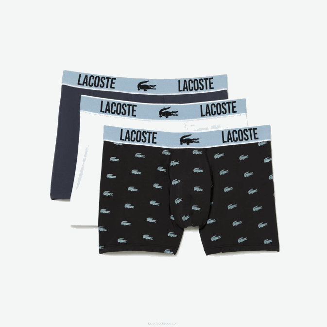 noir gris foncé blanc shq V6HV1561 Hommes Lacoste lot de 3 boxers en jersey de polyester recyclé