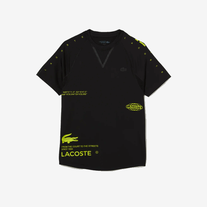 noir jaune 9y2 V6HV828 Hommes Lacoste t-shirt sport en jersey stretch