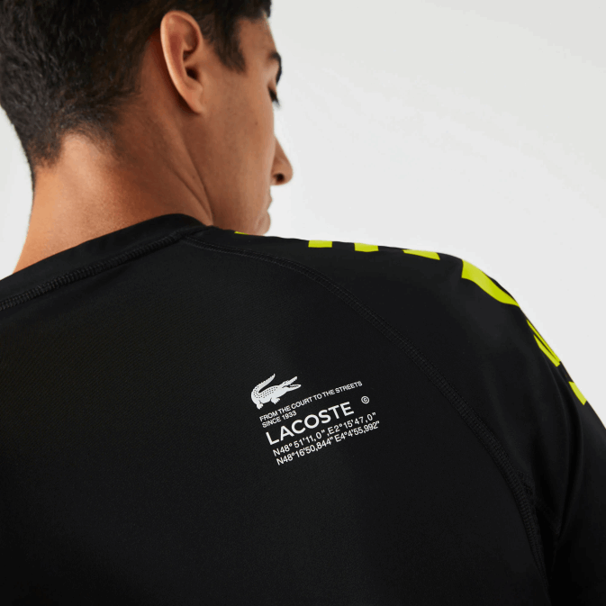 noir jaune 9y2 V6HV828 Hommes Lacoste t-shirt sport en jersey stretch