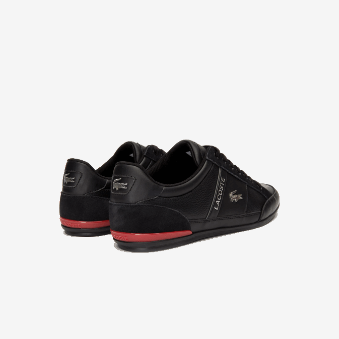 noir rouge 1b5 V6HV1708 Hommes Lacoste baskets chaymon en cuir