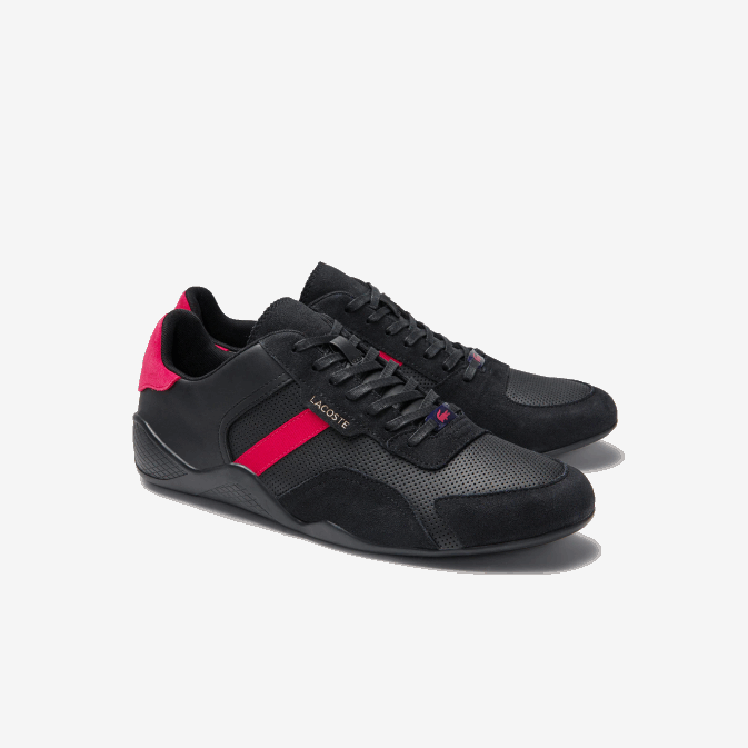 noir rouge 1b5 V6HV1869 Hommes Lacoste baskets en cuir synthétique hapona