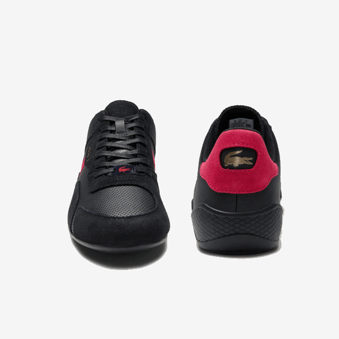 noir rouge 1b5 V6HV1869 Hommes Lacoste baskets en cuir synthétique hapona