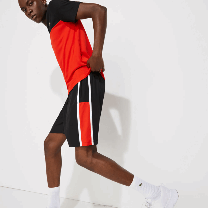 noir rouge blanc g54 V6HV1365 Hommes Lacoste short sport léger à empiècements colorblock