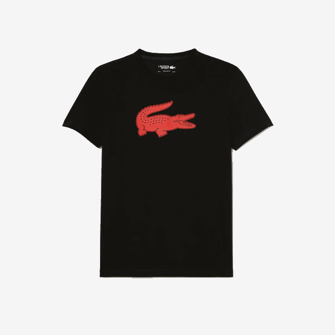 noir rouge bzj V6HV99 Hommes Lacoste t-shirt sport en jersey respirant crocodile imprimé 3d