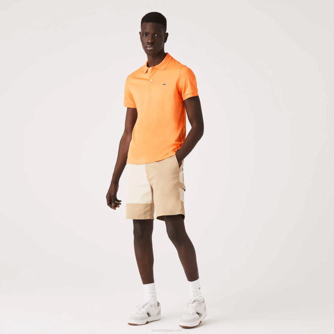 npb orange V6HV946 Hommes Lacoste polo coupe classique en coton pima