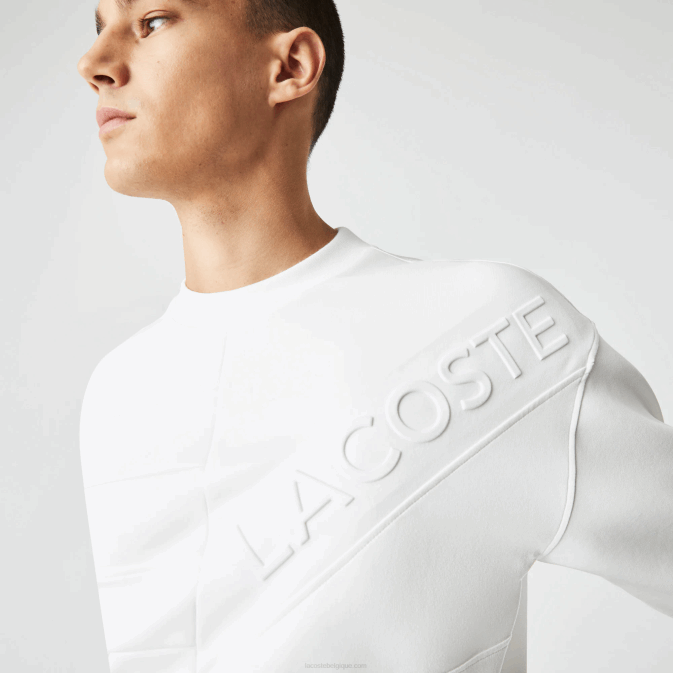 nyv blanc V6HV955 Hommes Lacoste sweat ample effet patchwork