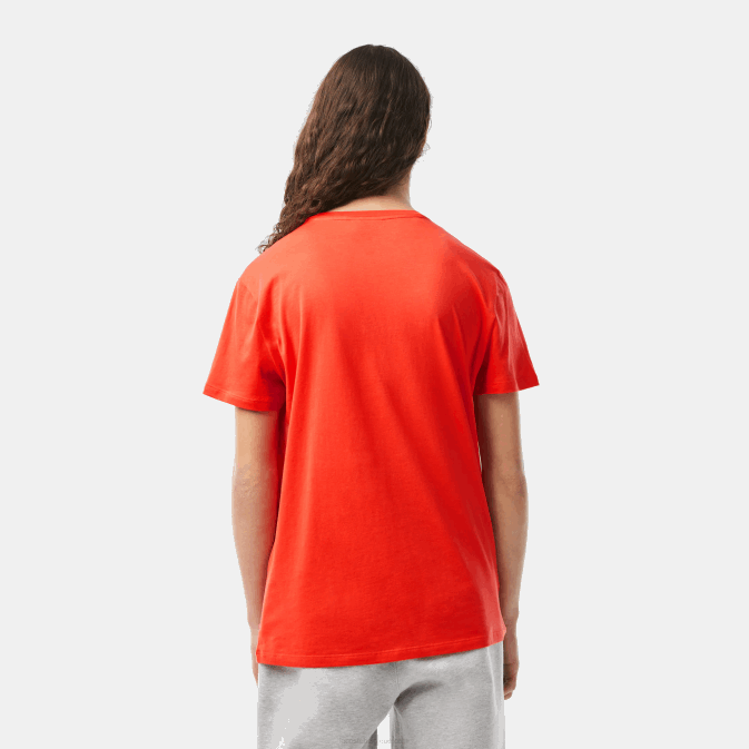 orange 02k V6HV130 Hommes Lacoste t-shirt en jersey de coton pima à col rond