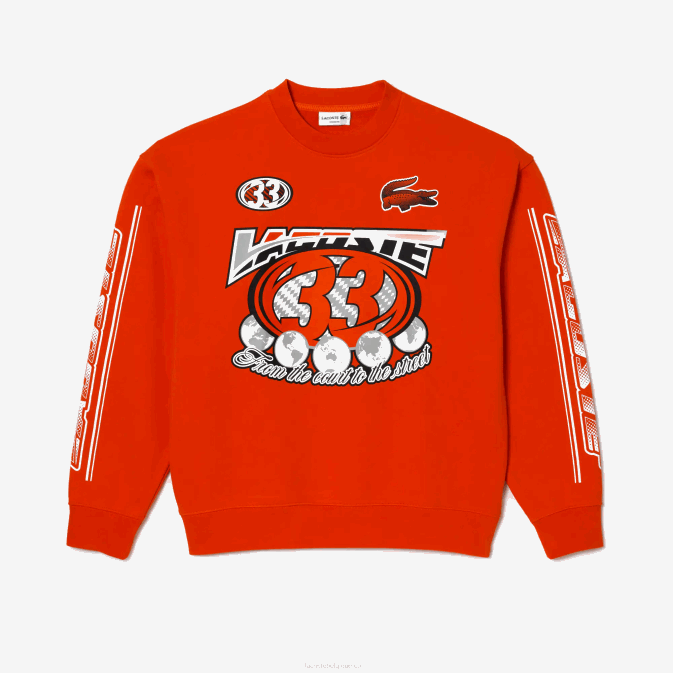 orange 02k V6HV327 Hommes Lacoste sweat ample en molleton de coton