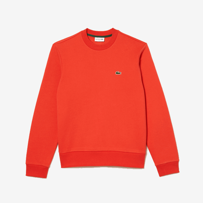 orange 02k V6HV352 Hommes Lacoste sweat-shirt en coton bio brossé