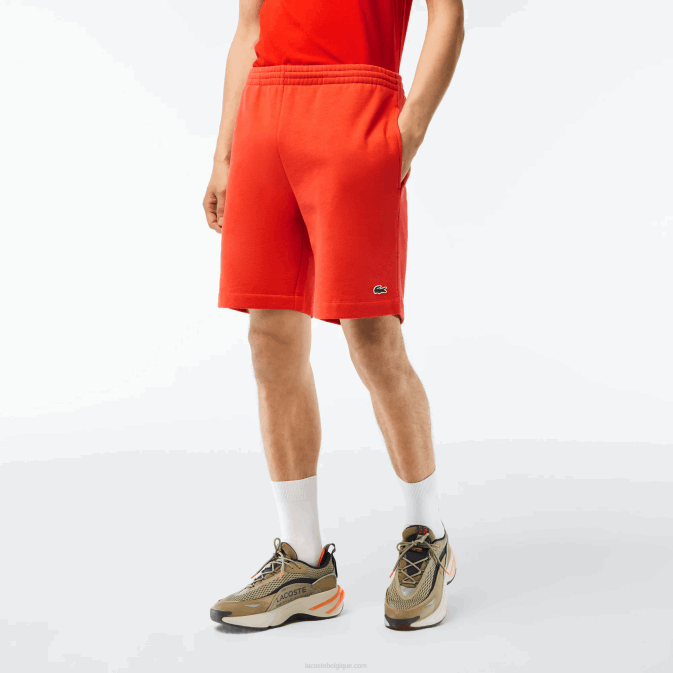 orange 02k V6HV453 Hommes Lacoste short en molleton de coton bio brossé