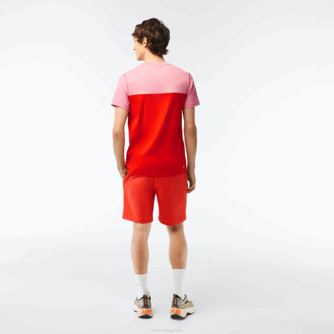 orange 02k V6HV453 Hommes Lacoste short en molleton de coton bio brossé