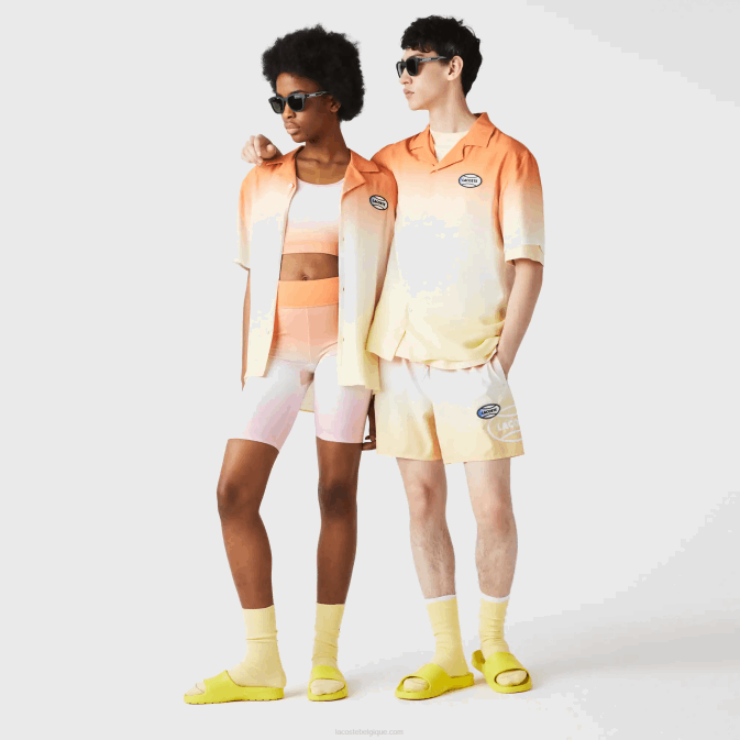 orange blanc jaune z81 V6HV1584 Hommes Lacoste chemise décontractée à imprimé dégradé live