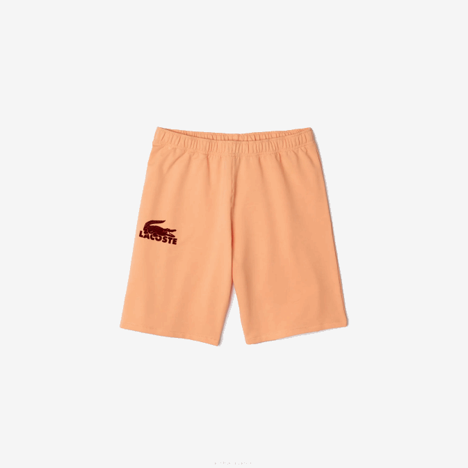 orange clair bordeaux rz6 V6HV1482 Hommes Lacoste short lounge molleton de coton crocodile velours