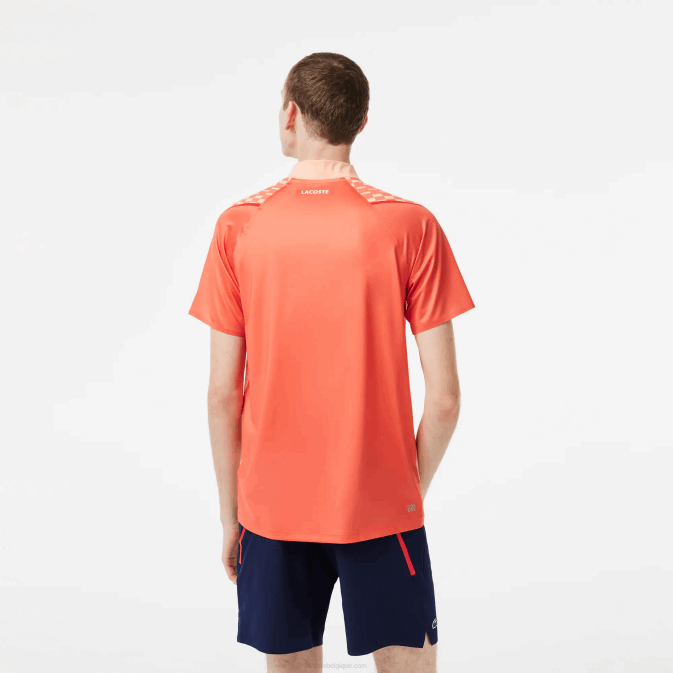 orange clair orange rouge t7i V6HV237 Hommes Lacoste polo tricolore tennis x novak djokovic