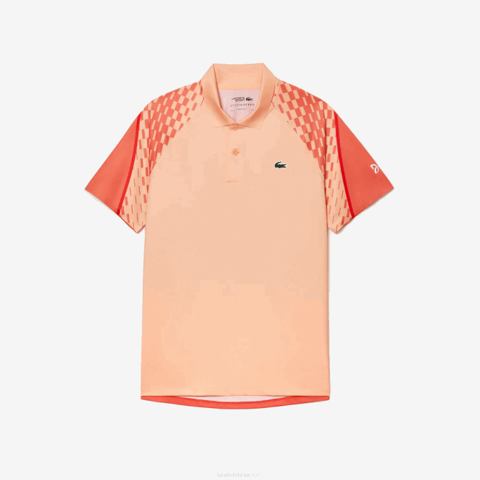 orange clair orange rouge t7i V6HV237 Hommes Lacoste polo tricolore tennis x novak djokovic