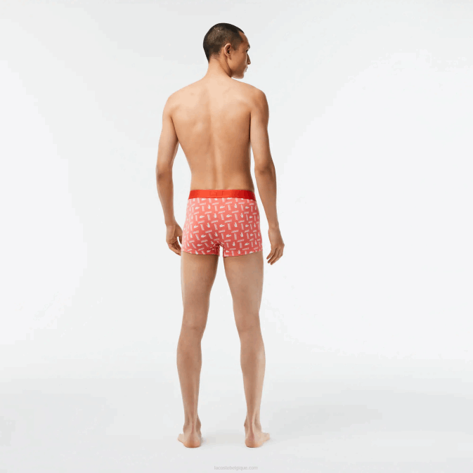 orange gris chine blanc tti V6HV503 Hommes Lacoste Lot de 3 boxers imprimés en coton stretch