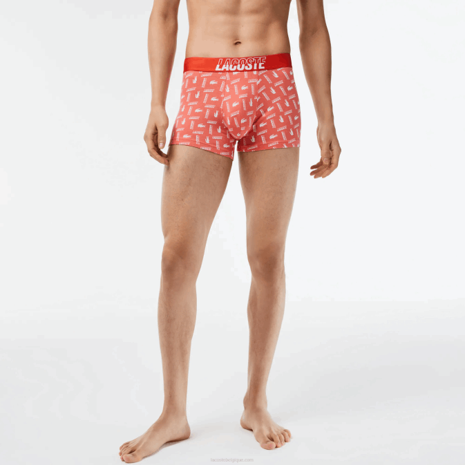 orange gris chine blanc tti V6HV503 Hommes Lacoste Lot de 3 boxers imprimés en coton stretch