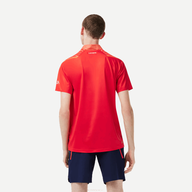 orange rouge orange xij V6HV236 Hommes Lacoste polo tricolore tennis x novak djokovic