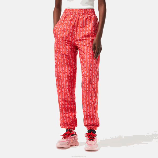orange rouge rose zi1 V6HV2396 femmes Lacoste pantalon de survêtement avec logo imprimé