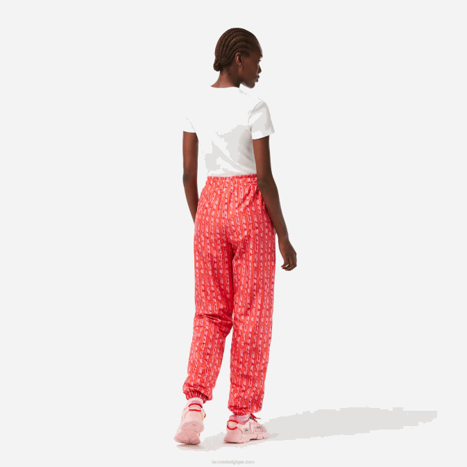 orange rouge rose zi1 V6HV2396 femmes Lacoste pantalon de survêtement avec logo imprimé