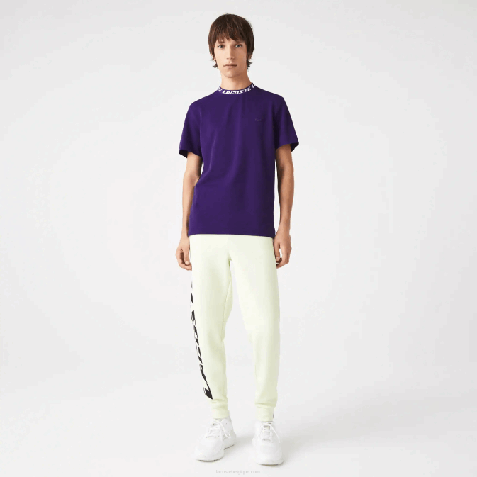pfn violet V6HV210 Hommes Lacoste t-shirt coupe classique à col marqué