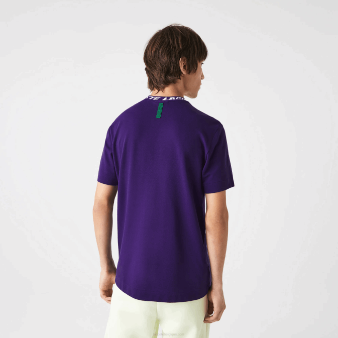 pfn violet V6HV210 Hommes Lacoste t-shirt coupe classique à col marqué