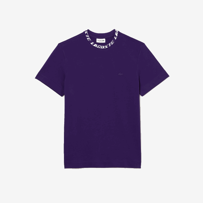 pfn violet V6HV210 Hommes Lacoste t-shirt coupe classique à col marqué