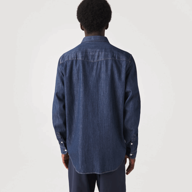 qjh gris V6HV1503 Hommes Lacoste chemise coupe classique en denim de coton bio