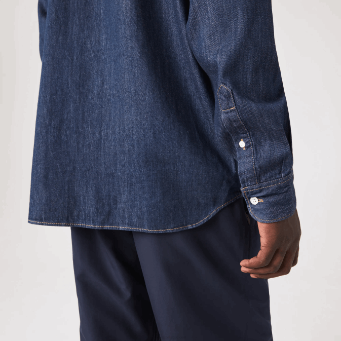 qjh gris V6HV1503 Hommes Lacoste chemise coupe classique en denim de coton bio