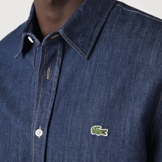 qjh gris V6HV1503 Hommes Lacoste chemise coupe classique en denim de coton bio