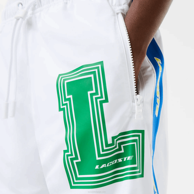 qn blanc V6HV1085 Hommes Lacoste pantalon de survêtement déperlant