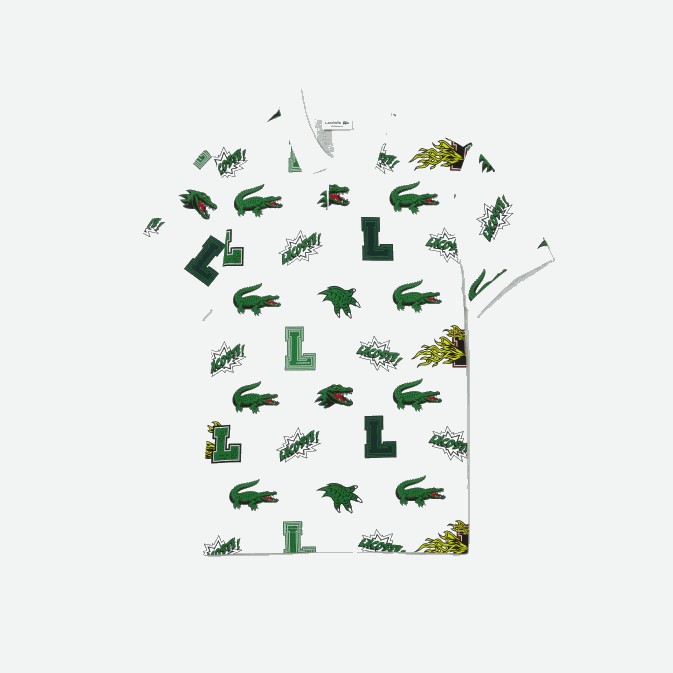 qn blanc V6HV630 Hommes Lacoste polo coupe classique à imprimé crocodile