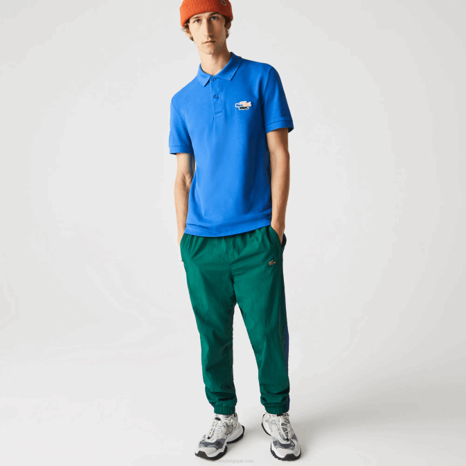 qpt bleu V6HV844 Hommes Lacoste polo regular fit en coton bio crocodiles