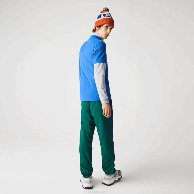 qpt bleu V6HV844 Hommes Lacoste polo regular fit en coton bio crocodiles