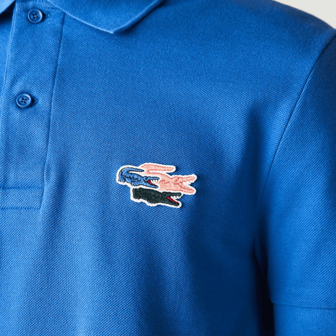 qpt bleu V6HV844 Hommes Lacoste polo regular fit en coton bio crocodiles