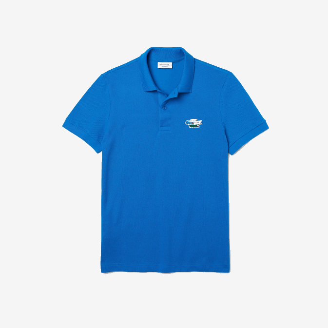 qpt bleu V6HV844 Hommes Lacoste polo regular fit en coton bio crocodiles