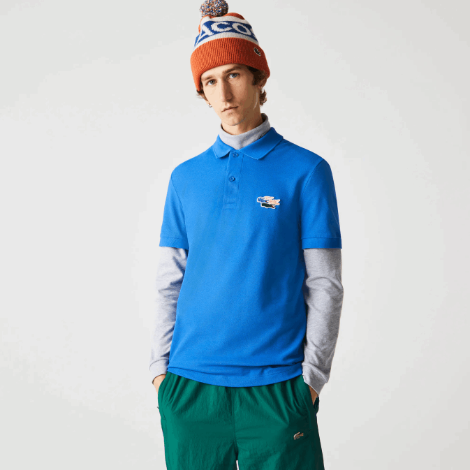 qpt bleu V6HV844 Hommes Lacoste polo regular fit en coton bio crocodiles