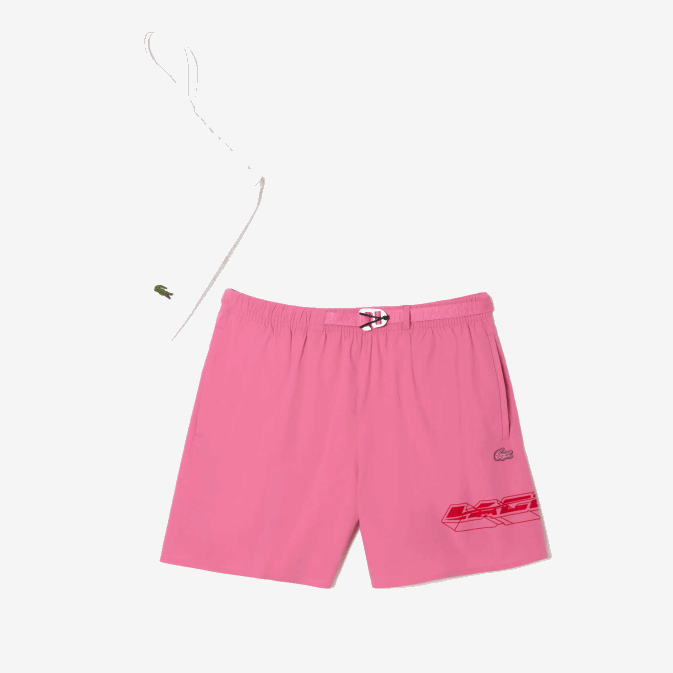 rose 2r3 V6HV527 Hommes Lacoste short de bain à bande logo à séchage rapide
