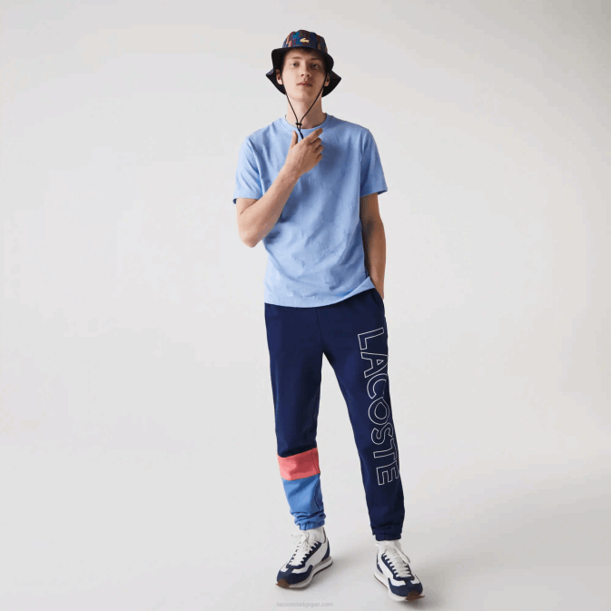 rose bleu un4 V6HV1189 Hommes Lacoste pantalon de jogging en molleton color-block