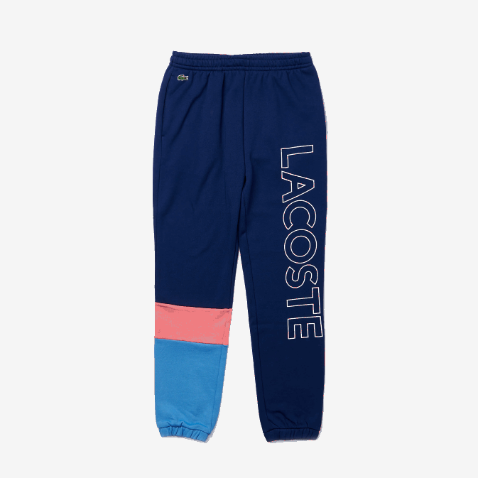 rose bleu un4 V6HV1189 Hommes Lacoste pantalon de jogging en molleton color-block