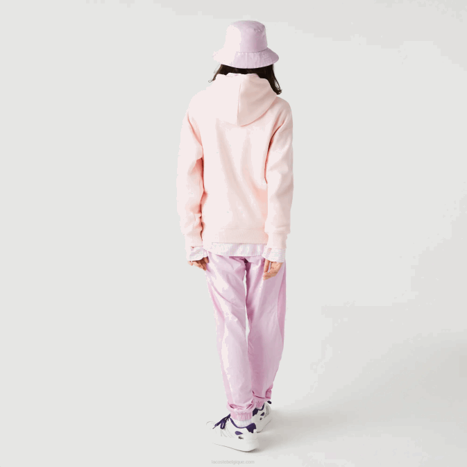 rose clair t03 V6HV1158 Hommes Lacoste sweat ample à capuche en coton bio